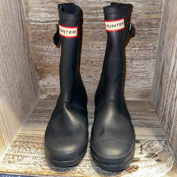 Hunter Womens Original Short Boots Waterproof Rain Navy Blue Matte - Picture 3 of 10